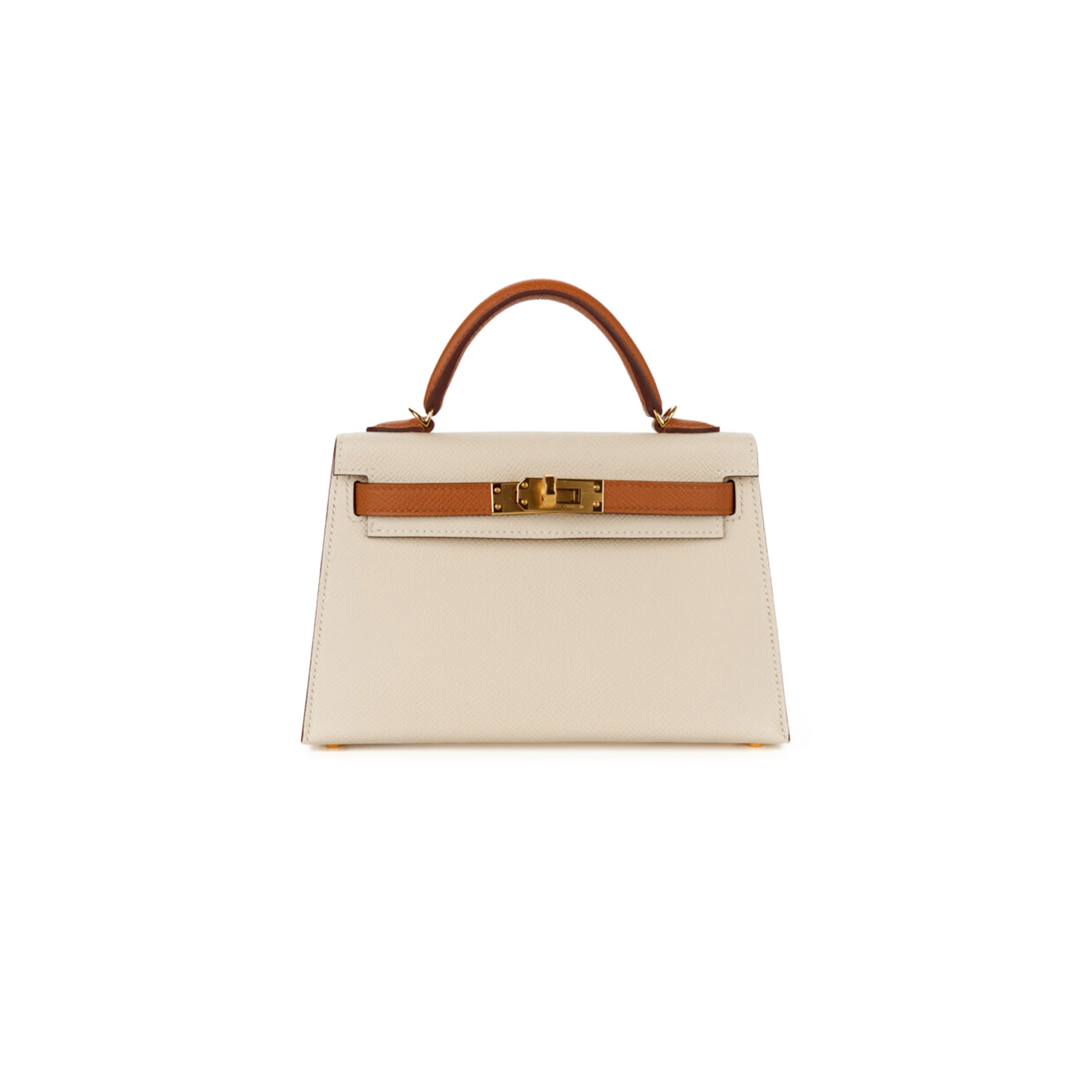 HERMÈS MINI KELLY II CREAM WHITE EPSOM GOLD HARDWARE (19*12*5.5cm) 